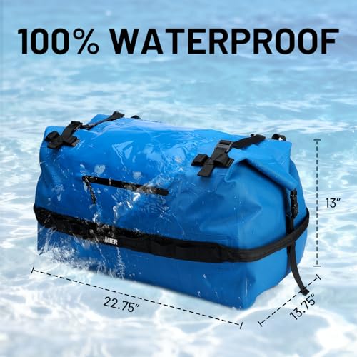 MIER Large Waterproof Duffel Bag Rolltop Dry Backpack Duffle Bags for Kayaking, Rafting, Boating, Swimming, Camping, Travel, Gym, Beach, 60L, Dark Blue - Image 2