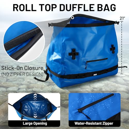 MIER Large Waterproof Duffel Bag Rolltop Dry Backpack Duffle Bags for Kayaking, Rafting, Boating, Swimming, Camping, Travel, Gym, Beach, 60L, Dark Blue - Image 4