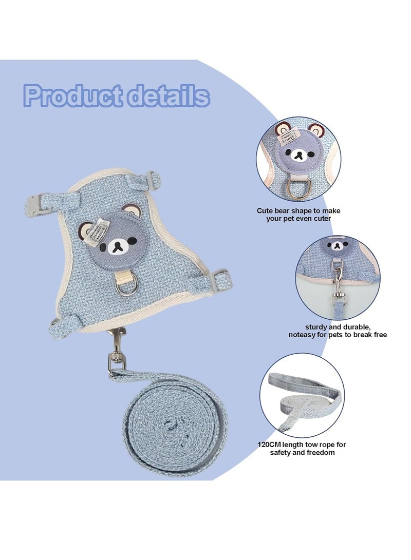 Meetion 2 Pieces Adjustable Rabbit Leash, Adjustable Rabbit Lead Pet Harness Adjustable Rabbit Harness Elastic Lead for Cats Bunny Dogs Other Small Animals Walking Outdoor(Pink, Blue) - Image 2