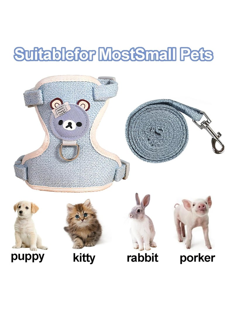 Meetion 2 Pieces Adjustable Rabbit Leash, Adjustable Rabbit Lead Pet Harness Adjustable Rabbit Harness Elastic Lead for Cats Bunny Dogs Other Small Animals Walking Outdoor(Pink, Blue) - Image 4