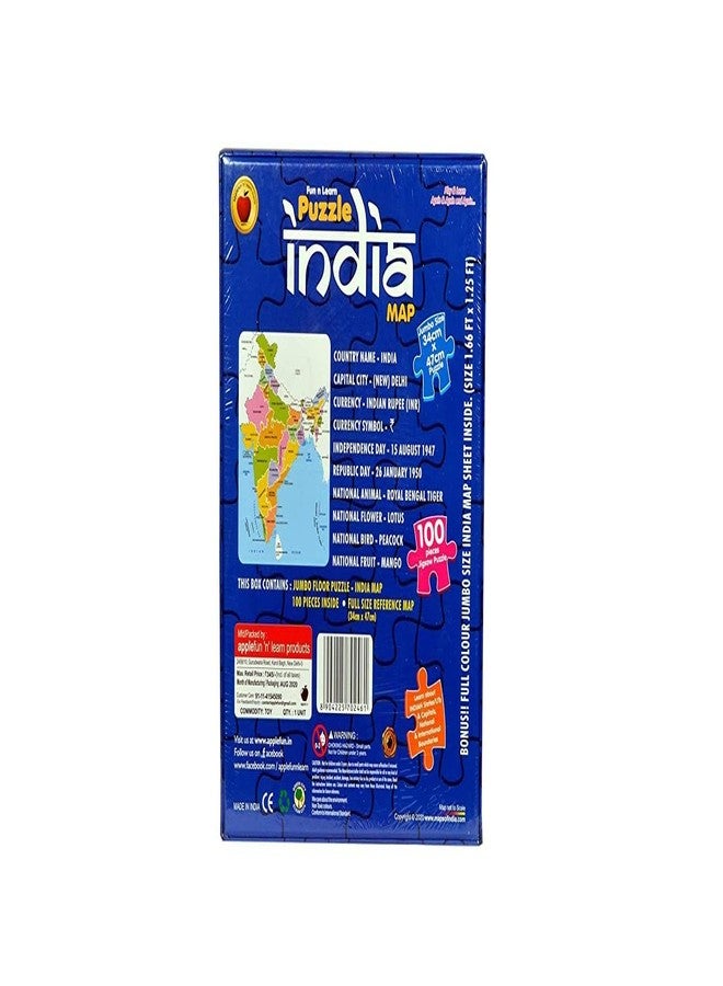 JAPSI India Map Puzzle, 100 Pieces, Educational Learning Game for Ages 5+, States and Capitals - Image 3