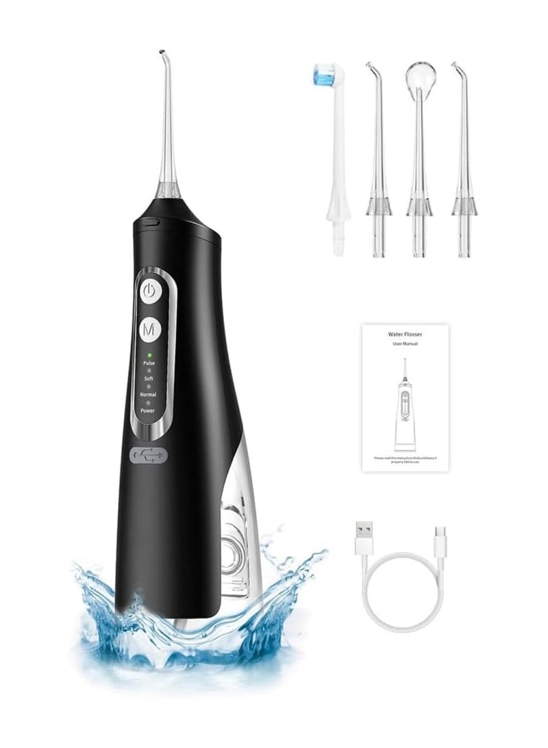 أكاليكس Water Flosser, Cordless 310mL Professional Oral Irrigator, 360° Nozzle Rotation, Hidden Charging Port, 4 Modes 4 Jet Tips, IPX7 Waterproof, Easy-to-Clean (Black) - Image 1