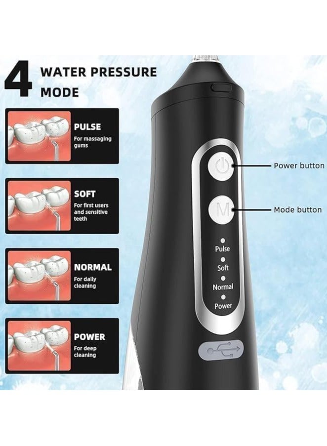 أكاليكس Water Flosser, Cordless 310mL Professional Oral Irrigator, 360° Nozzle Rotation, Hidden Charging Port, 4 Modes 4 Jet Tips, IPX7 Waterproof, Easy-to-Clean (Black) - Image 2