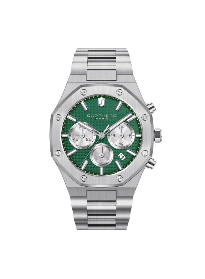 SAPPHERO Men's Watch Octagonal Stainless Steel Luminous Wristwatch Luxury Analog Quartz Watch for Men with Date Elegant Mens - Image 1