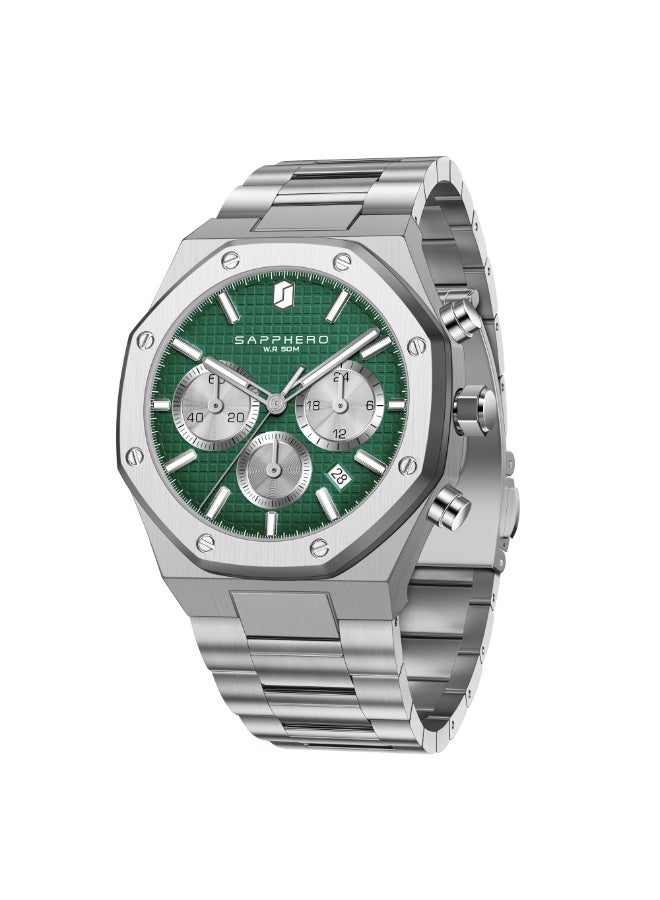 SAPPHERO Men's Watch Octagonal Stainless Steel Luminous Wristwatch Luxury Analog Quartz Watch for Men with Date Elegant Mens - Image 2