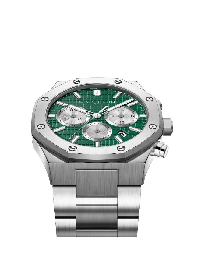 SAPPHERO Men's Watch Octagonal Stainless Steel Luminous Wristwatch Luxury Analog Quartz Watch for Men with Date Elegant Mens - Image 3