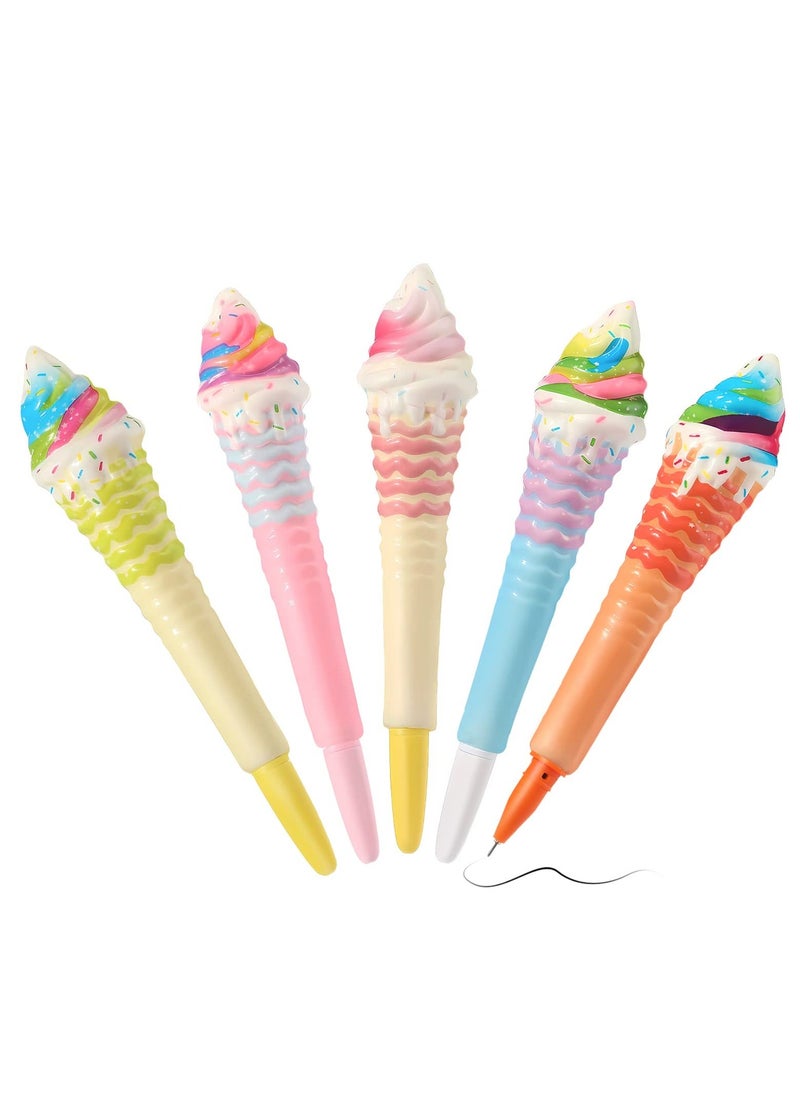Y&D Ice Cream Squishy Gel Ink Pens, 5 Pieces Kawaii Pens for Kids, Assorted Color Soft Sponge Novelty Cartoon Writing Pen Students School Office, Gift Boys Kids Girls  - Image 1