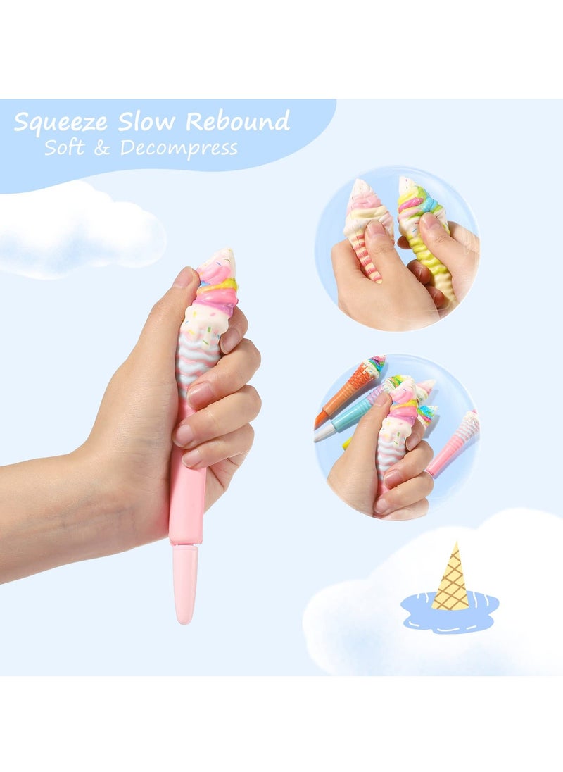 Y&D Ice Cream Squishy Gel Ink Pens, 5 Pieces Kawaii Pens for Kids, Assorted Color Soft Sponge Novelty Cartoon Writing Pen Students School Office, Gift Boys Kids Girls  - Image 3