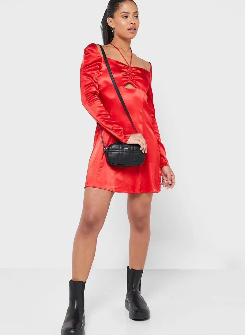 Calvin Klein Jeans Halter Neck Cut Out Detail Dress