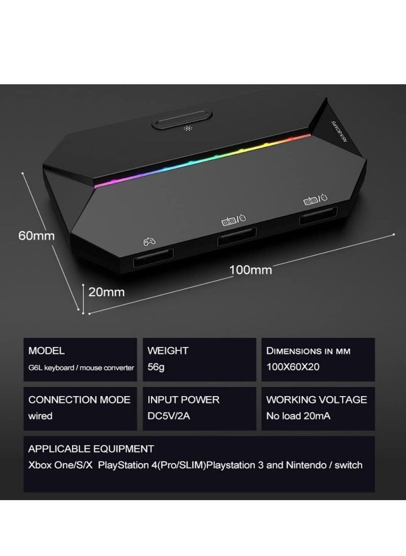 Y&D - Mouse Keyboard Converter, TYPE-C USB and LED Adapter, Converter for PS4, Xbox One, 360, Nintendo Switch, PS3(Black) - Image 1
