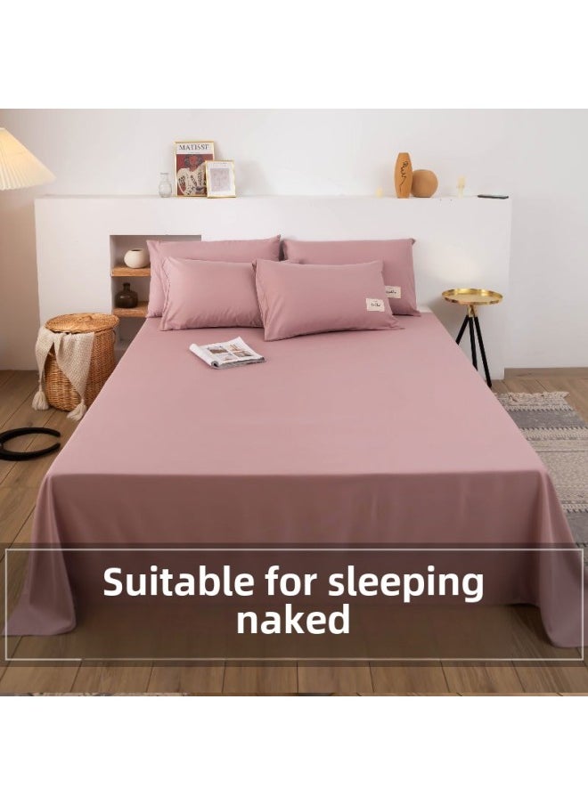 Generic - Washed Cotton Sheets Single Solid Color Autumn And Winter Student Dormitory Simple Double Bed 1.8 Meters 1.5m Single Large Sheets-Color:Pink-Specifications:120x210cm - Image 1