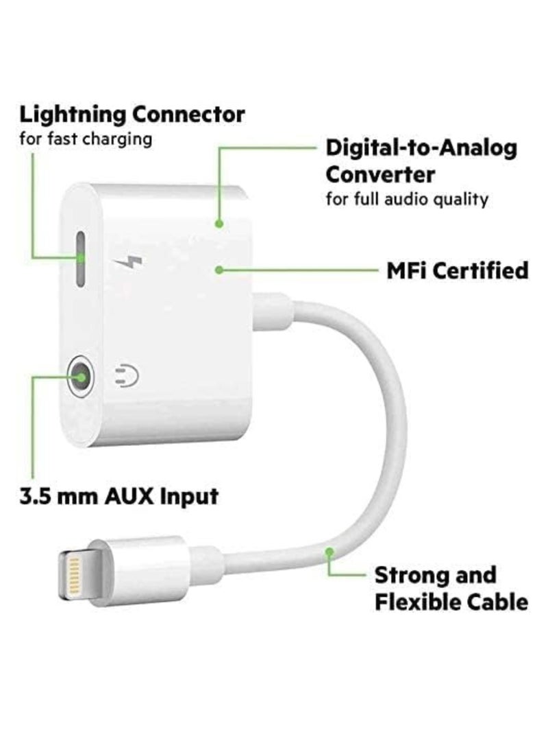 Generic - 2 IN 1 Headphone Adapter Jack Lightning to 3.5mm AUX Cord Splitter for iPhone 7,7plus,8,X and any lightning device runs iOS 10 or later - Image 1