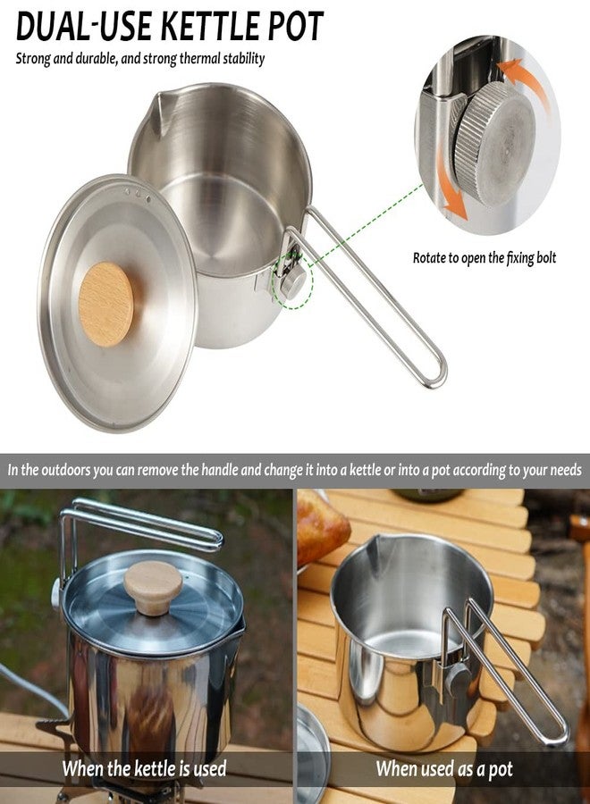 SNOMEL Stainless Steel Camping Pot with Lid and Removable Handle, Light Weight Outdoor Camping Kettle, Easy Clean Camp Boiling Pot, Cooking Pot for Picnic, Hiking, Backpacking, 1L/34oz (1L/34oz) - Image 3