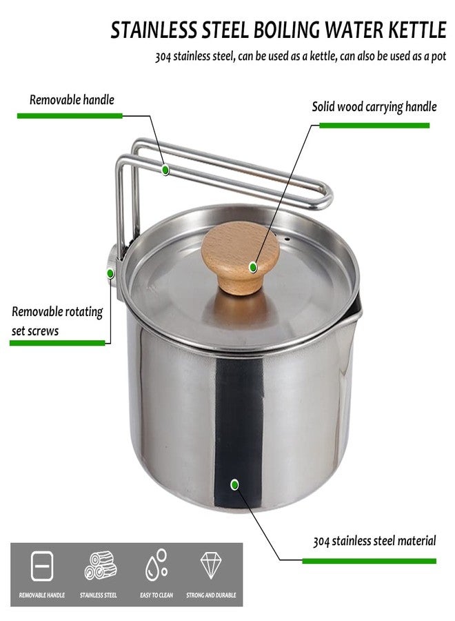 SNOMEL Stainless Steel Camping Pot with Lid and Removable Handle, Light Weight Outdoor Camping Kettle, Easy Clean Camp Boiling Pot, Cooking Pot for Picnic, Hiking, Backpacking, 1L/34oz (1L/34oz) - Image 2
