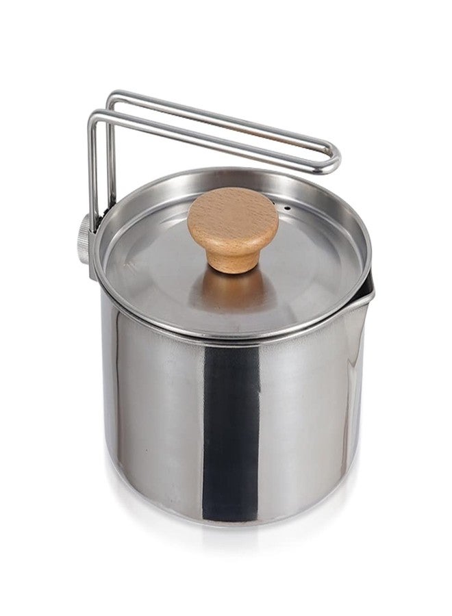 SNOMEL Stainless Steel Camping Pot with Lid and Removable Handle, Light Weight Outdoor Camping Kettle, Easy Clean Camp Boiling Pot, Cooking Pot for Picnic, Hiking, Backpacking, 1L/34oz (1L/34oz) - Image 1