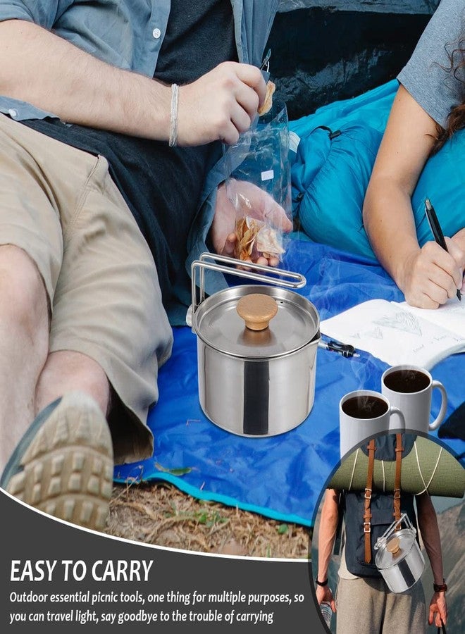 SNOMEL Stainless Steel Camping Pot with Lid and Removable Handle, Light Weight Outdoor Camping Kettle, Easy Clean Camp Boiling Pot, Cooking Pot for Picnic, Hiking, Backpacking, 1L/34oz (1L/34oz) - Image 5