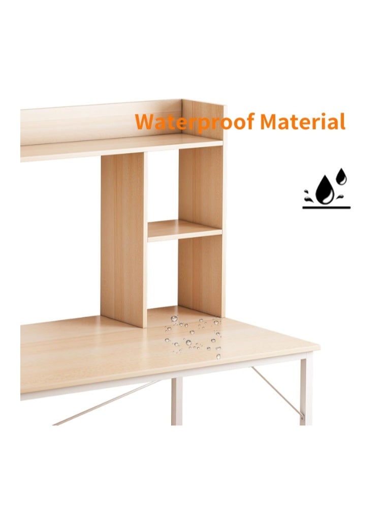 JANTENS Writing Desk with Host Shelf Computer Desk for Home Office Gaming Study Desks with Storage Bag Compact Desk With Bookcase - Image 5