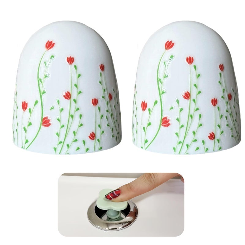 Beaspecal 2Pcs Toilet Bolts Cover with Elegant Colorful Pattern,Nature Flower Plant Toilet Bowl Bolts Covers for Bathroom Decoration 2Pcs Toilet Replacement -4Pcs/Pack - Image 1
