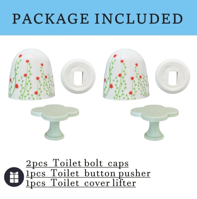 Beaspecal 2Pcs Toilet Bolts Cover with Elegant Colorful Pattern,Nature Flower Plant Toilet Bowl Bolts Covers for Bathroom Decoration 2Pcs Toilet Replacement -4Pcs/Pack - Image 4