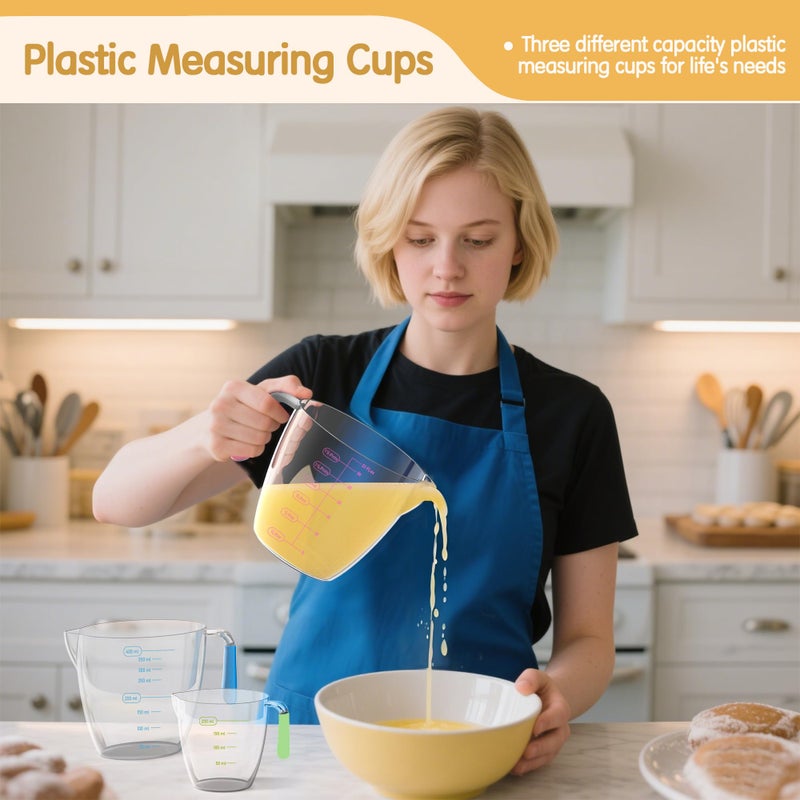 Minteem Magnetic Measuring Cups and Spoons Set, 5 Stainless Steel Measuring Cups, 7 Magnetic Measuring Spoons & 1 Leveler, 3 Plastic Measuring Cup with 1 Measuring Conversion Chart - Image 3