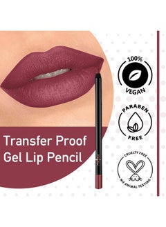 MELLOW Cosmetics Gel Lip Pencil Matte Liner For Women Long Lasting & No Bleeding Organic Natural Vegan Cruelty Free Paraben Free Makeup Rose Rose  - Image 3