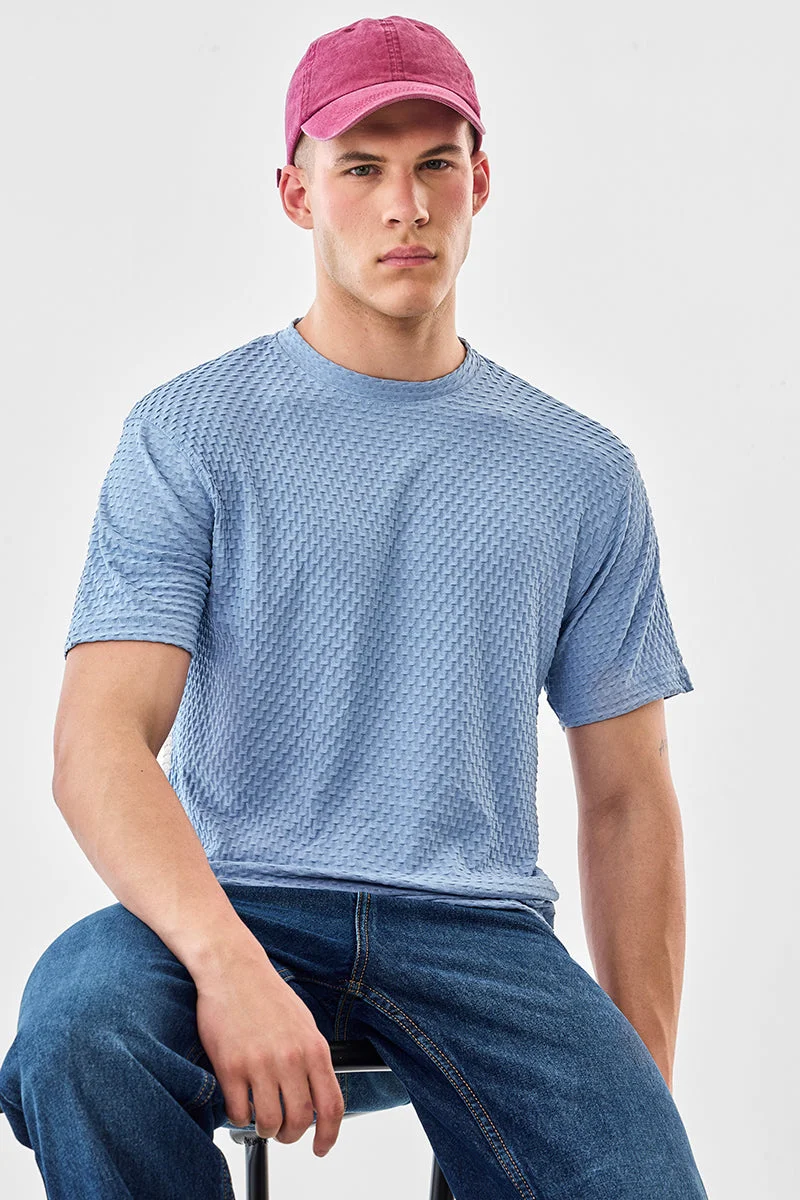 SNITCH Textured Stretch Regular Fit T-Shirt