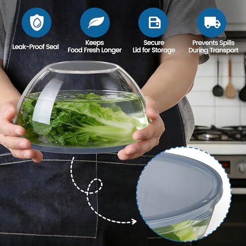 AltarreT Large Glass Bowl for Sourdough Bread Making, 4.7 Quart Glass Mixing Bowl with Lid, Clear Glass Salad Cooking Bowl Kitchen Bread Salad Storage - Image 5