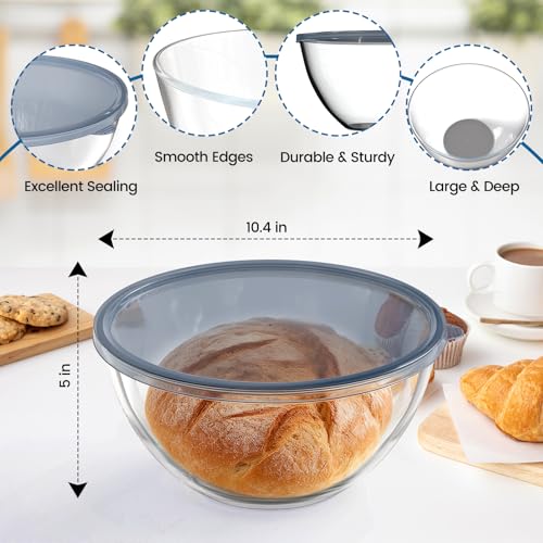 AltarreT Large Glass Bowl for Sourdough Bread Making, 4.7 Quart Glass Mixing Bowl with Lid, Clear Glass Salad Cooking Bowl Kitchen Bread Salad Storage - Image 4