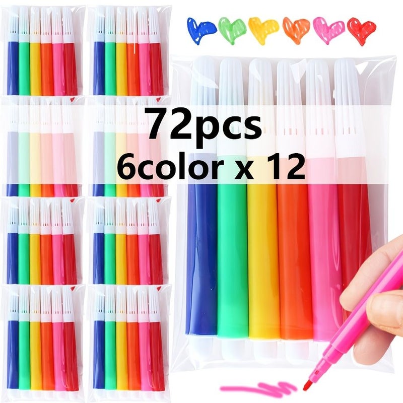 Mini Colored Markers Multi Color Set Of 72 Pieces Watercolor Art Supplies For Drawing Coloring Doodling Non Toxic School Office - Image 3