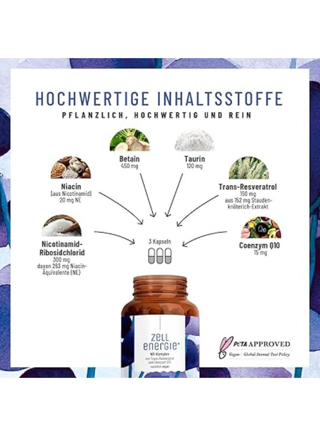 Naturtreu Cell energy ZELL ENERGIE NAD+ Factor - with Nicotinamide Ribosides 300 mg ,support energy metabolism ,Made in Germany - 90 Capsules - Image 2