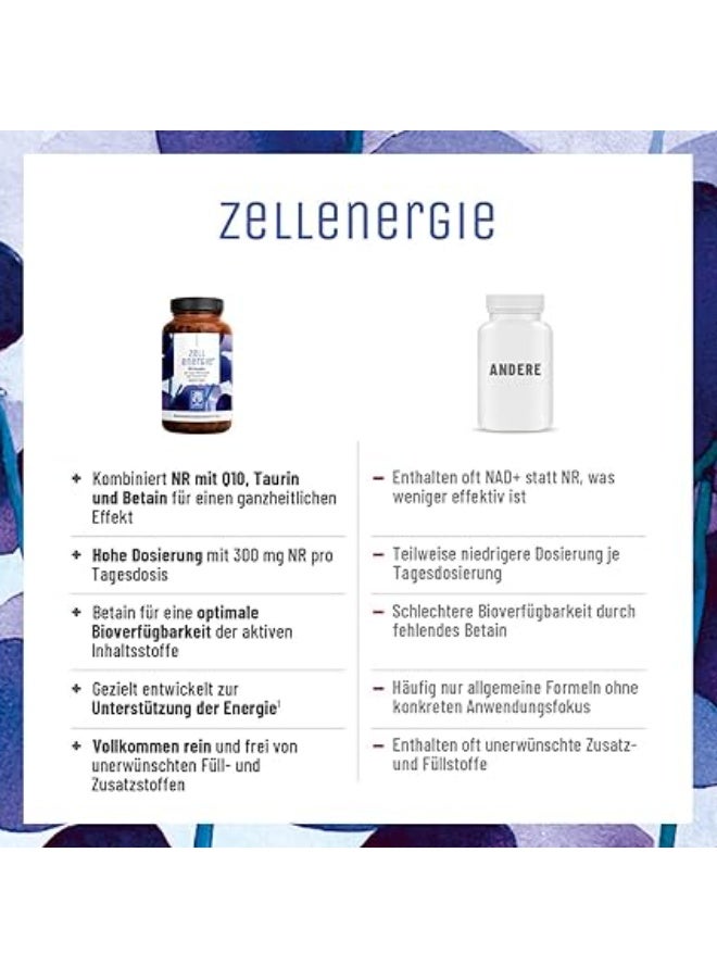 Naturtreu Cell energy ZELL ENERGIE NAD+ Factor - with Nicotinamide Ribosides 300 mg ,support energy metabolism ,Made in Germany - 90 Capsules - Image 4