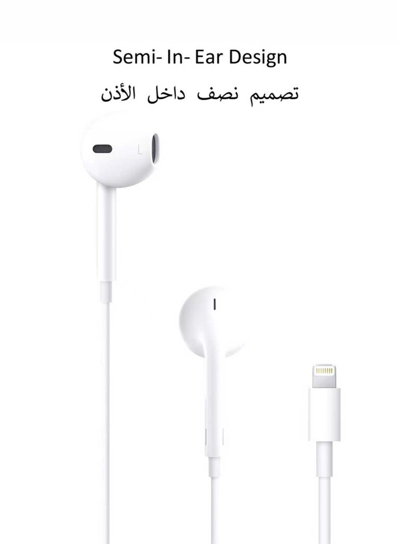 Tempo Wired Semi‑In‑Ear Earphones, Lightning Connector, Built‑in Microphone, Plug And Play Wired Headset - Image 4