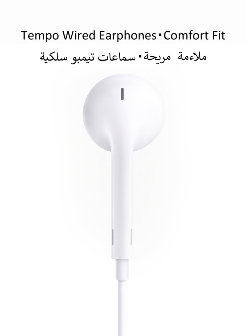 Tempo Wired Semi‑In‑Ear Earphones, Lightning Connector, Built‑in Microphone, Plug And Play Wired Headset - Image 2