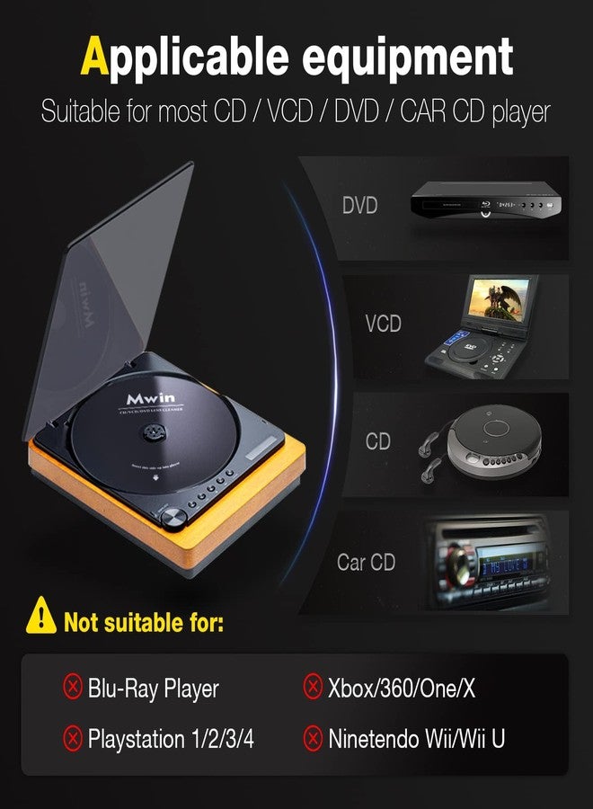 Mwin CD Cleaner Disc for CD Player, Safe and Effective Laser Lens Cleaning Disc, CD/VCD/DVD Player Cleaner Disc for Car and Home, CD Lens Cleaner with Microfiber Cloth - Image 4