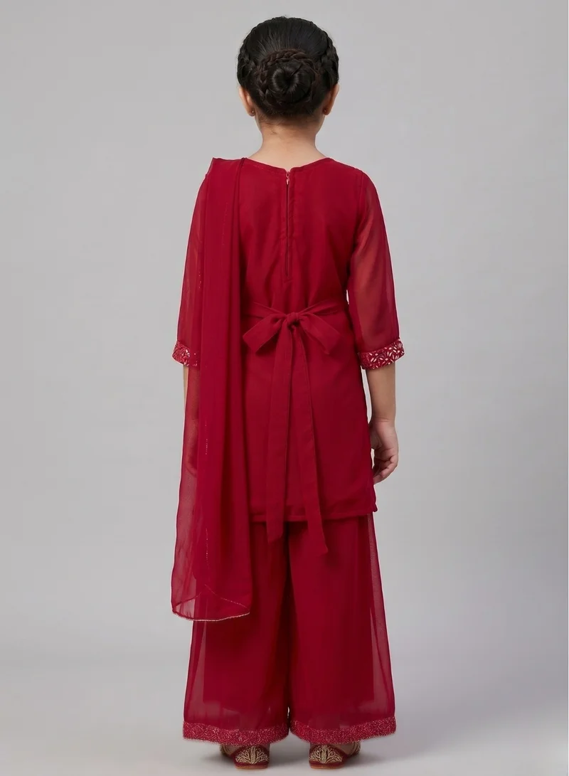 بيبي كلو Maroon Festive Kurta Sharara Set For Girls
