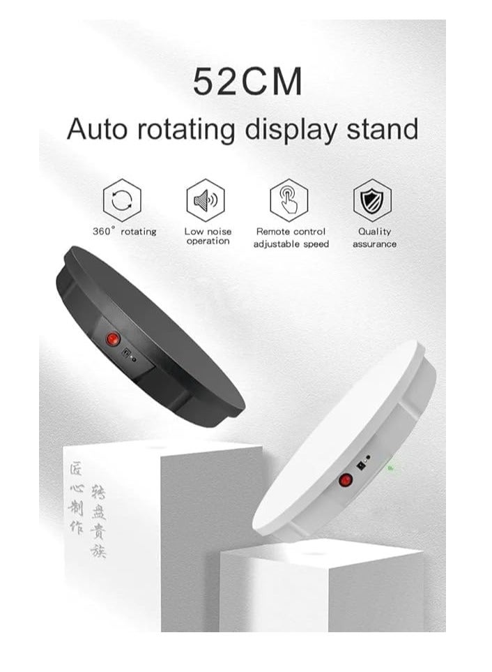 إكسريا Xria 60cm Motorized Rotating Display Stand 360° Electric Rotating Turntable Display Photo Booth 100KG Load size(white) - Image 2