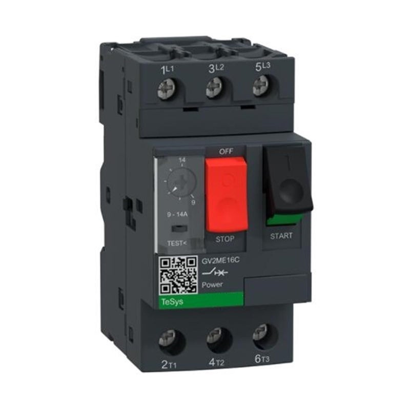 TeSys GV2ME16C قاطع دائرة المحرك 3 أقطاب 9-14 أمبير حراري مغناطيسي مع مشبك برغي - Image 2