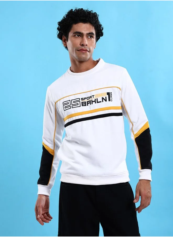 شركة المرآب الهندية Men Regular Fit Colourblocked Crew Neck Overhead Sweatshirt