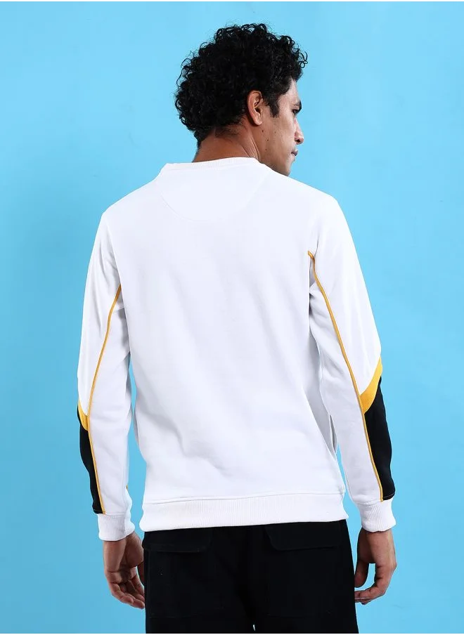 شركة المرآب الهندية Men Regular Fit Colourblocked Crew Neck Overhead Sweatshirt