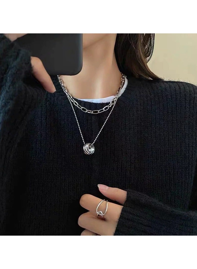 Goolsky Titanium Steel Layered Necklace – Minimalist Double Chain for Women | Boutique Fall/Winter Statement Jewelry  - Image 1