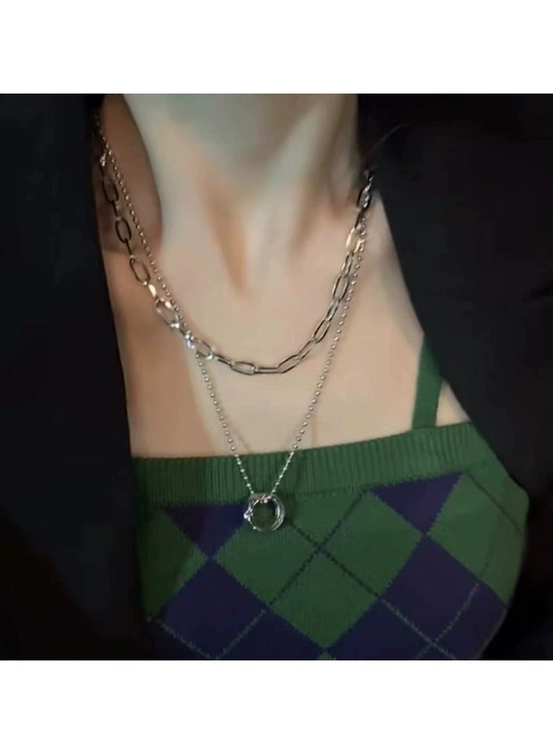 Goolsky Titanium Steel Layered Necklace – Minimalist Double Chain for Women | Boutique Fall/Winter Statement Jewelry  - Image 2