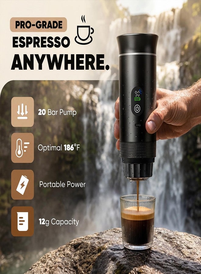 chufa Portable Espresso Maker, Travel Coffee Maker for Camping, Compact Espresso Machine with USB-C Rechargeable Design, For Ground Coffee & Coffee Capsules, One-Touch Brew for RV, Hiking, Office, Black - Image 4