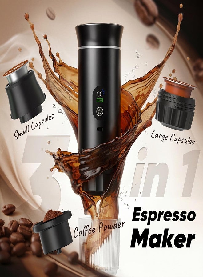 chufa Portable Espresso Maker, Travel Coffee Maker for Camping, Compact Espresso Machine with USB-C Rechargeable Design, For Ground Coffee & Coffee Capsules, One-Touch Brew for RV, Hiking, Office, Black - Image 3