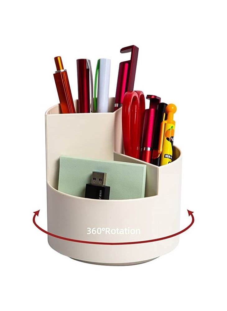 Spaceshoop Desk Pencil Pen Holder 3 Slots 360 Degree Spinning Pencil Pen Desk Organizers Desktop Storage Pen Organizers Stationery Supplies Cute Pencil Cup Pot for Office School  Art Supply Kids  - Image 1