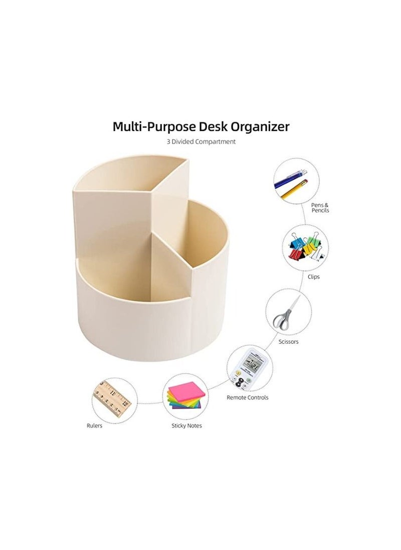Spaceshoop Desk Pencil Pen Holder 3 Slots 360 Degree Spinning Pencil Pen Desk Organizers Desktop Storage Pen Organizers Stationery Supplies Cute Pencil Cup Pot for Office School  Art Supply Kids  - Image 4