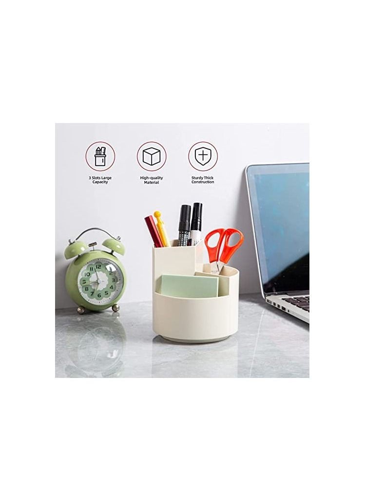 Spaceshoop Desk Pencil Pen Holder 3 Slots 360 Degree Spinning Pencil Pen Desk Organizers Desktop Storage Pen Organizers Stationery Supplies Cute Pencil Cup Pot for Office School  Art Supply Kids  - Image 2