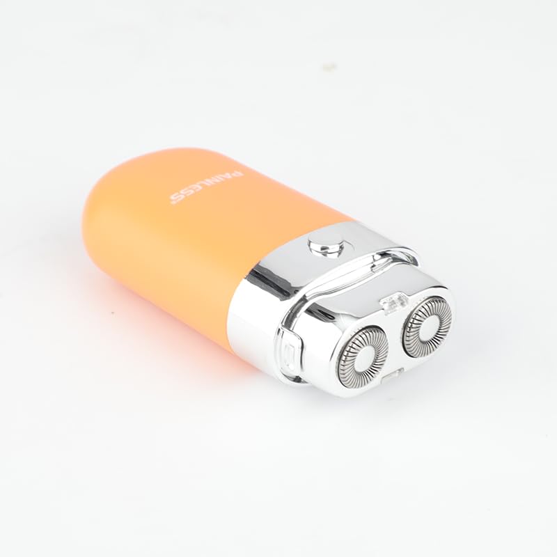 Painless Portable double blade Facial Hair Remover for Women,Waterproof Shaver Painless Instant Hair Removal Device for Chin/Upper Lip (Orange) - Image 2