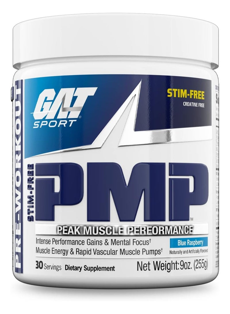 GAT SPORT Pre-Workout  PMP Stim-Free Blue Raspberry 30 Servings - Image 1
