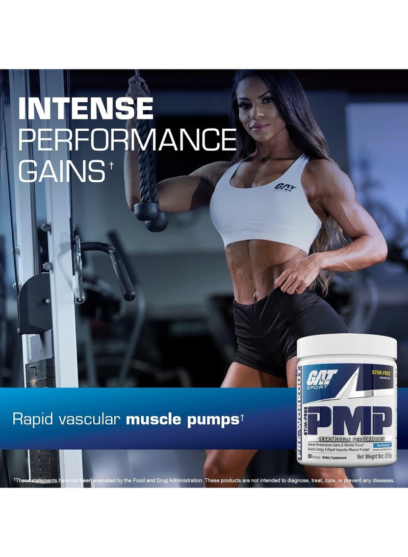 GAT SPORT Pre-Workout  PMP Stim-Free Blue Raspberry 30 Servings - Image 5
