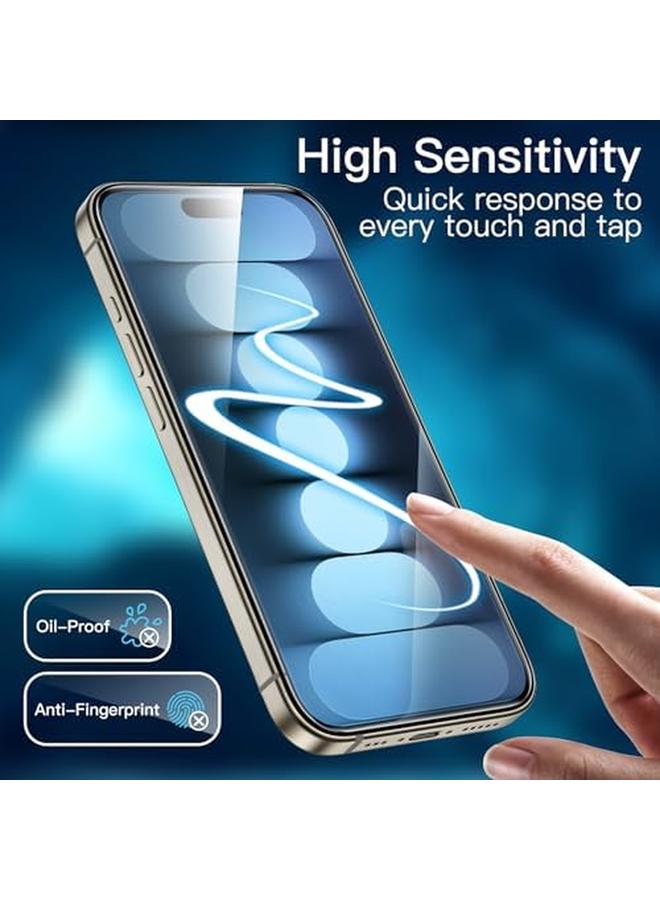 جي تيك واقي شاشة لهاتف آيفون 15 برو ماكس مقاس 6.7 بوصة مع واقي عدسة الكاميرا بدون فقاعات وأداة تثبيت سهلة وفيلم زجاجي مقوى شفاف عالي الدقة عبوة من 3 قطع لكل منها - Image 5